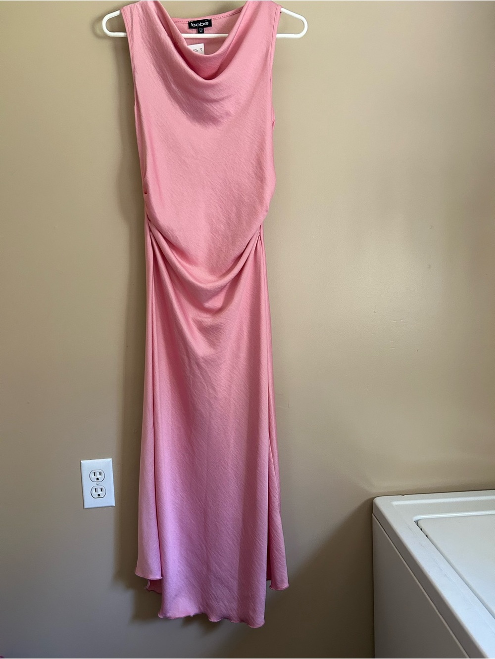 bebe Light Pink Cowl Neck Sleeveless Maxi Dress